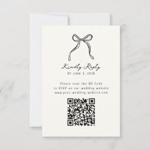 Gekke, handgetekende bruiloft QR-code Rsvp Kaartje