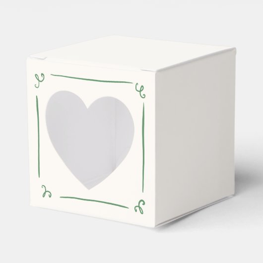 Gekke handgetekende groene trouw bedankdoosjes (Voorkant Zijde)