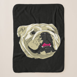 Gekke Happy English British Bulldog Premium Gift Sherpa Deken