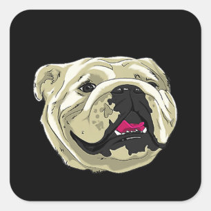 Gekke Happy English British Bulldog Premium Gift Vierkante Sticker