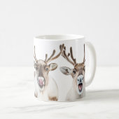 Gekke Happy Reindeer Mok, schoon en modern Koffiemok (Voorkant rechts)