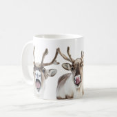Gekke Happy Reindeer Mok, schoon en modern Koffiemok (Voorkant links)