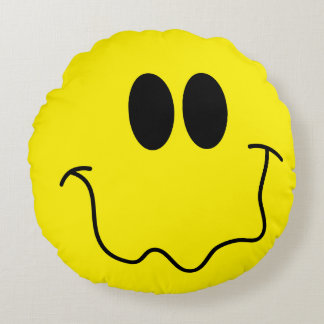 Gekke Happy Yellow Funny Face Rond Kussen