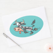 gekke heet koe stripfiguur ovale sticker (Envelop)