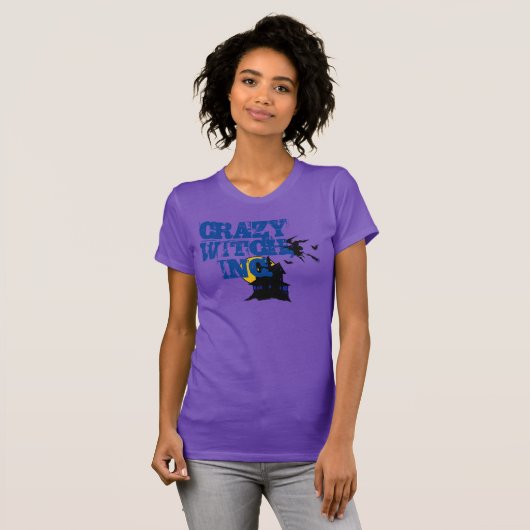 Gekke heks, Inc, spookhuis Halloween T-shirt (Voorkant volledig)