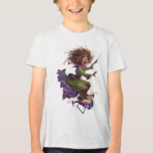 GEKKE HEKS RIJDT OP EEN DRONE Tri-Blend SHIRT