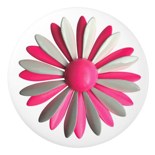 Gekke Hippie Roze Daisy Bloem Bloemen BOHO Spring Keramische Knop (Voorkant)