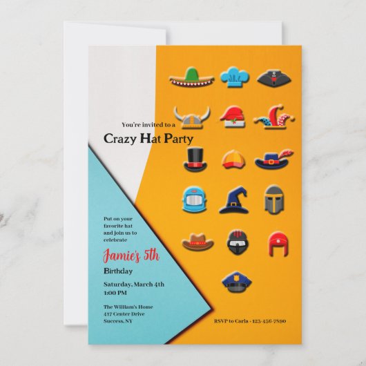 Gekke Hoeden Feest Kaart (Voorkant)