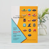 Gekke Hoeden Feest Kaart (Staand voorkant)