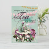 Gekke Hoedenmaker Alice Antieke Thee Feest Bruidsm Kaart (Staand voorkant)