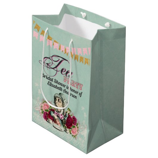 Gekke Hoedenmaker Alice Antieke Thee Feest Bruidsu Medium Cadeauzakje (Voorkant Gekanteld)