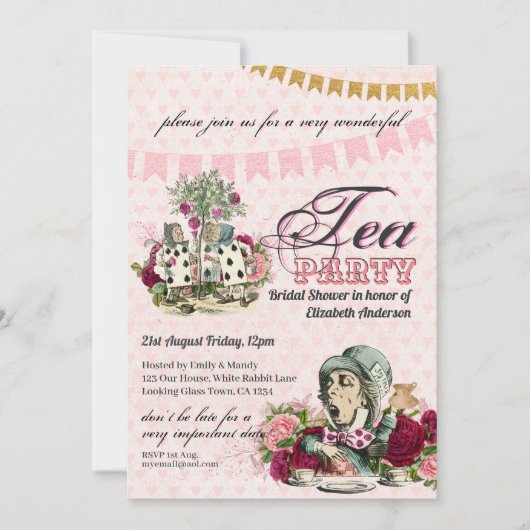 Gekke Hoedenmaker Alice Antieke Theepartij Bruidsu Kaart (Voorkant)