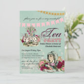 Gekke Hoedenmaker Alice Antieke Theepartij Bruidsu Kaart (Staand voorkant)