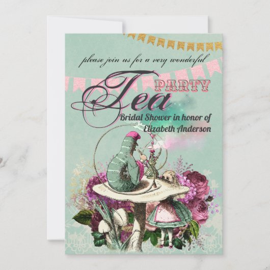Gekke Hoedenmaker Alice Antieke Theepartij Bruidsu Kaart (Voorkant)