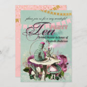 Gekke Hoedenmaker Alice Antieke Theepartij Bruidsu Kaart (Voorkant / Achterkant)