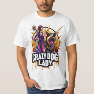Gekke hond dame met haar felle waakhond t-shirt