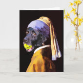 Gekke Hond Dame Wenskaart Kaart (Gele Bloem)