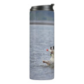 Gekke hond in water, tumbler, personaliseer thermosbeker (Gedraaid links)