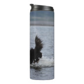 Gekke hond in water, tumbler, personaliseer thermosbeker (Geroteerd rechts)