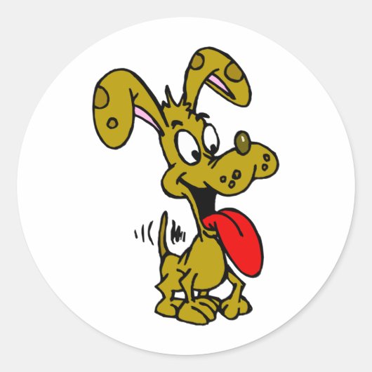 Gekke hond ronde sticker (Voorkant)