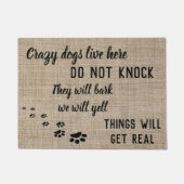 Gekke honden wonen hier grappig huis deurmat (Voorkant)