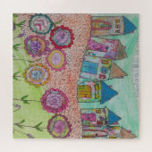 Gekke huizen en bloemen legpuzzel (Horizontaal)