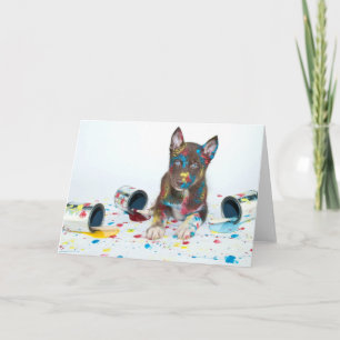 Gekke Husky Puppy is in verf gegaan Kaart