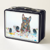 Gekke Husky Puppy kreeg verfemmers (Achterkant)