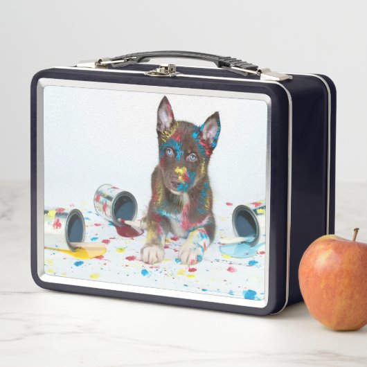 Gekke Husky Puppy kreeg verfemmers (In situ)