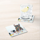 Gekke Husky Puppy kreeg verfemmers Kartonnen Onderzetters (Insitu)