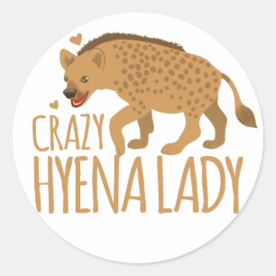 Gekke hyena dame ronde sticker