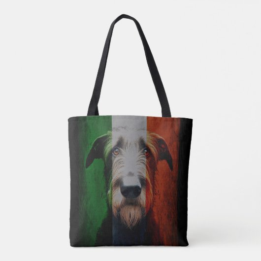 Gekke Ierse wolfshond en Ierse vlag Tote Bag (Achterkant)