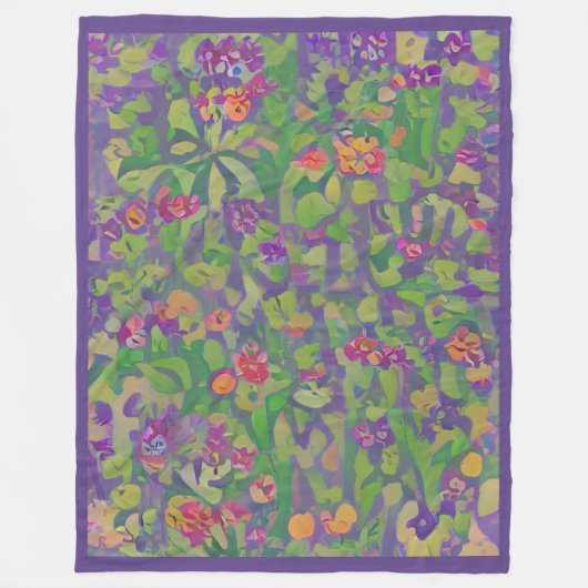 Gekke impressionist Paarse Irissen Boho Floral Fleece Deken (Voorkant)