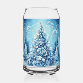 Gekke impressionistische kerstboom blauw blikvorm glas