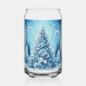 Gekke impressionistische kerstboom blauw blikvorm glas (Achterkant)