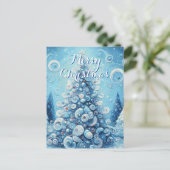 Gekke impressionistische kerstboom blauw briefkaart (Staand voorkant)