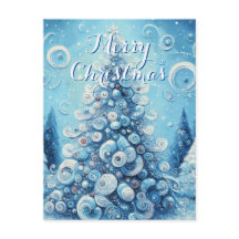 Gekke impressionistische kerstboom blauw