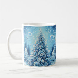 Gekke impressionistische kerstboom blauw koffiemok