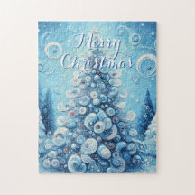 Gekke impressionistische kerstboom blauw