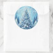 Gekke impressionistische kerstboom blauw ronde sticker (Tas)