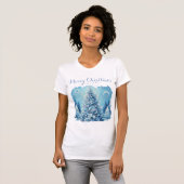 Gekke impressionistische kerstboom blauw t-shirt (Voorkant volledig)
