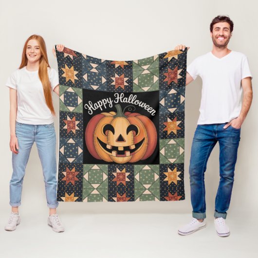 Gekke Jack-O'-Lantern Quiltdeken Kussen Fleece Deken (In situ)