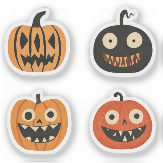Gekke Jack-o-lanterns Halloween Pompoenen Sticker (Voorkant)