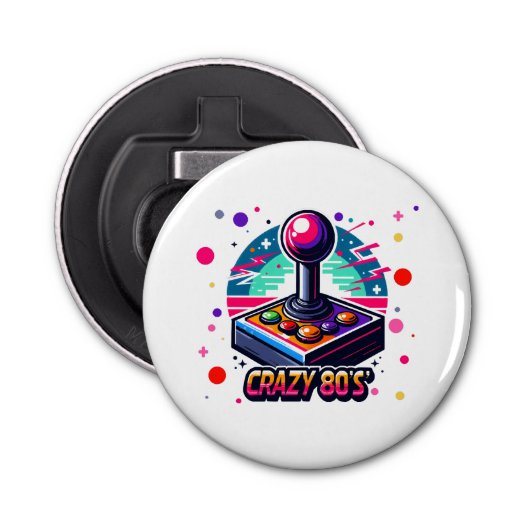 gekke jaren '80 oude school stijl button flesopener (Voorkant)
