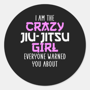 gekke jiu-jitsu meisje ronde sticker