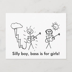 Gekke jongen, baars is voor meisjes! Bass Player-c Briefkaart