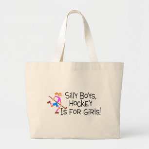 Gekke jongens Hockey is voor meisjes Grote Tote Bag