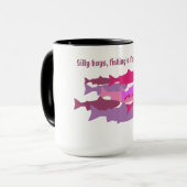 "Gekke jongens..." Roze Camo-forel Mok (Voorkant links)