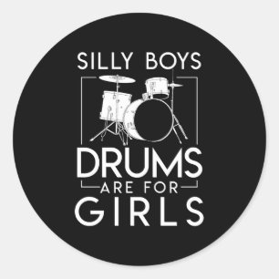 Gekke jongens zijn meisjes Drummer Girl Ronde Sticker