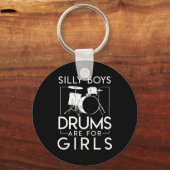 Gekke jongens zijn meisjes Drummer Girl Sleutelhanger (Voorkant)